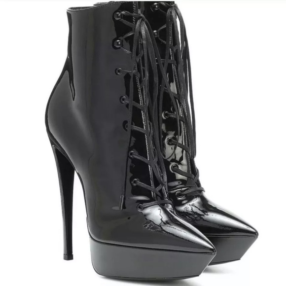 saint laurent betty lace up boots